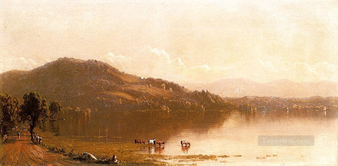 オラナ近くのハドソン川のメリノ山風景 サンフォード・ロビンソン・ギフォード油絵